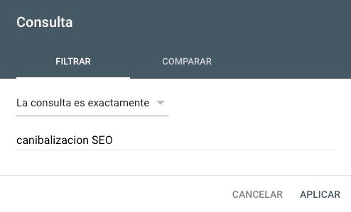 Filtro de consultas en Search Console