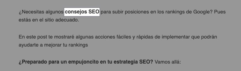 Consejo SEO de empezar el contenido con la palabra clave
