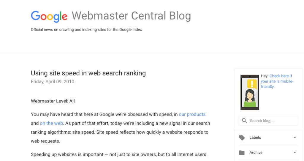 Velocidad web como consejo SEO