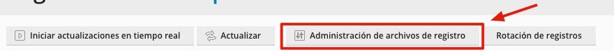 Botón para la administración de archivos de registro en Plesk