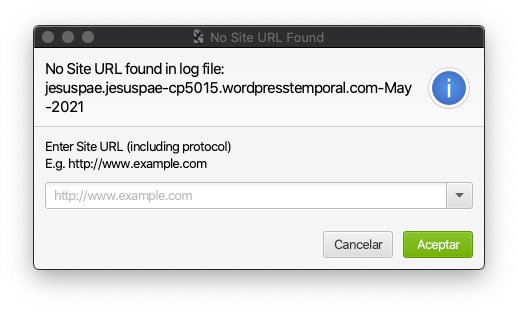 Ventana para insertar la URL de nuestro dominio en SEO Log File Analyser