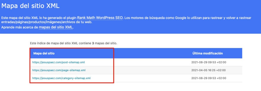 Ejemplo del sitemap index de jesuspaez.com