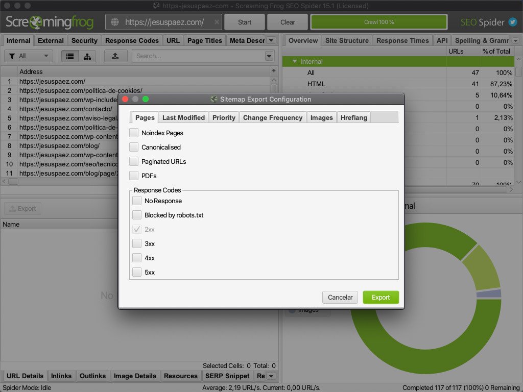 Sistema para generar sitemaps dentro de Screaming Frog