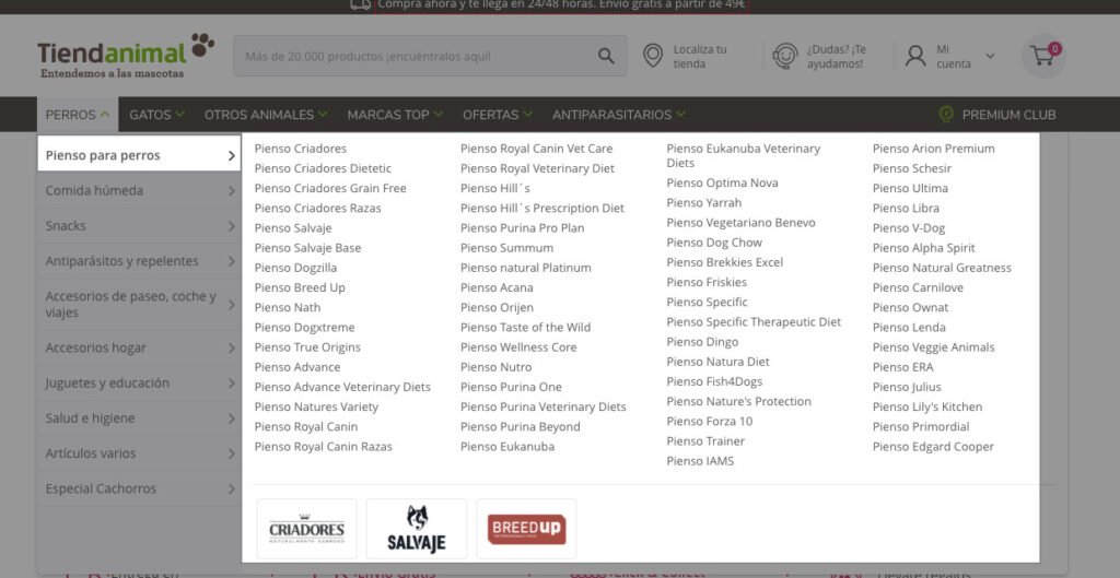Versión original de la web con enlaces ofuscados