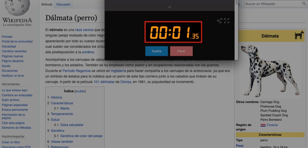 Entro en el primer resultado y empieza el cronometro del dwell time