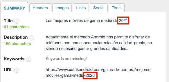 Fecha añadida en la URL